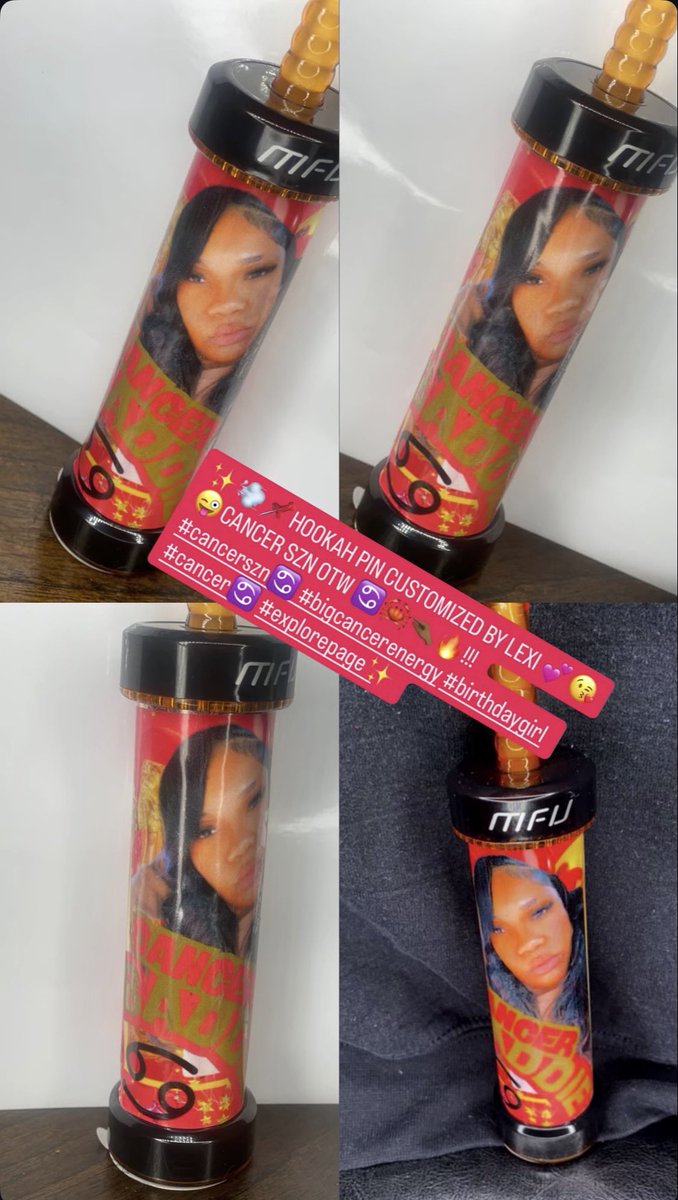 Winkyyyy_'s tweet photo. ✨💨📌CUSTOMIZED HOOKAH PIN BY LEXI 💕😘😜CANCER SZN OTW ♋️🦀🤏🏾🔥PUT YOUR ORDERS IN TODAYYY 💋💋!!! #cancerszn♋️ #bigcancerenergy #birthdaygirl #cancer♋ #explorepage https://t.co/Y9mxeOfkgl