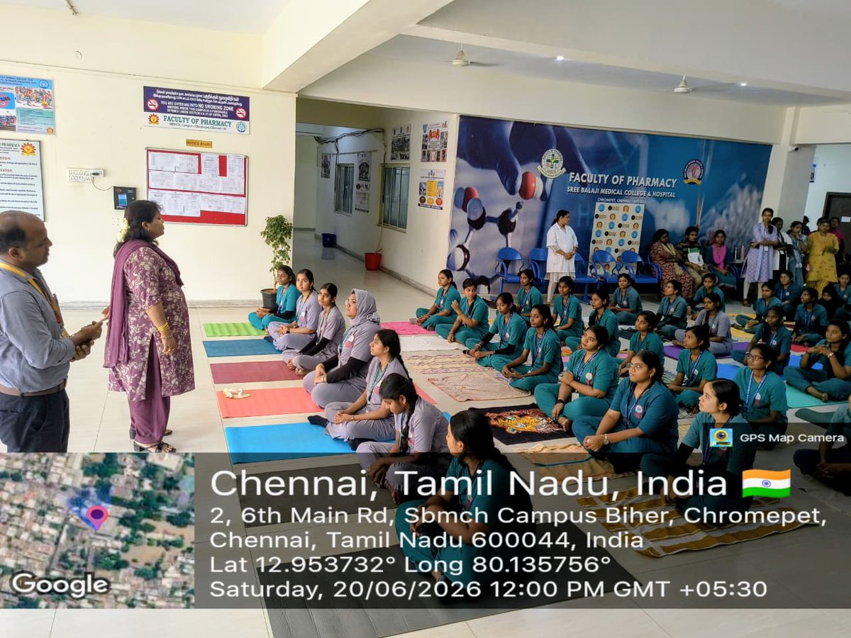 FOPSREEBALAJI's tweet photo. International Yoga Day was celebrated for two days at FOP, SBMCH Campus, Chromepet, Chennai–44. The event was inaugurated by Dr. N. Deepa, Dean, FOP. Yoga sessions were conducted by Mr. Satish, Physical Director, SBMCH, and Certified Yoga Specialist. Students actively participate https://t.co/NEIxyPWA79