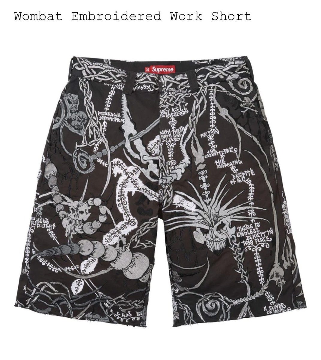 orange_dayoo's tweet photo. 【めっち購入品】＃17

Supreme 2026 SS
week17 (6/20)

① Wombat Embroidered Work Short
Black

week17 合計 ¥48,400

全合計(17点) ？？？？？ https://t.co/TXzEe4mZ6f