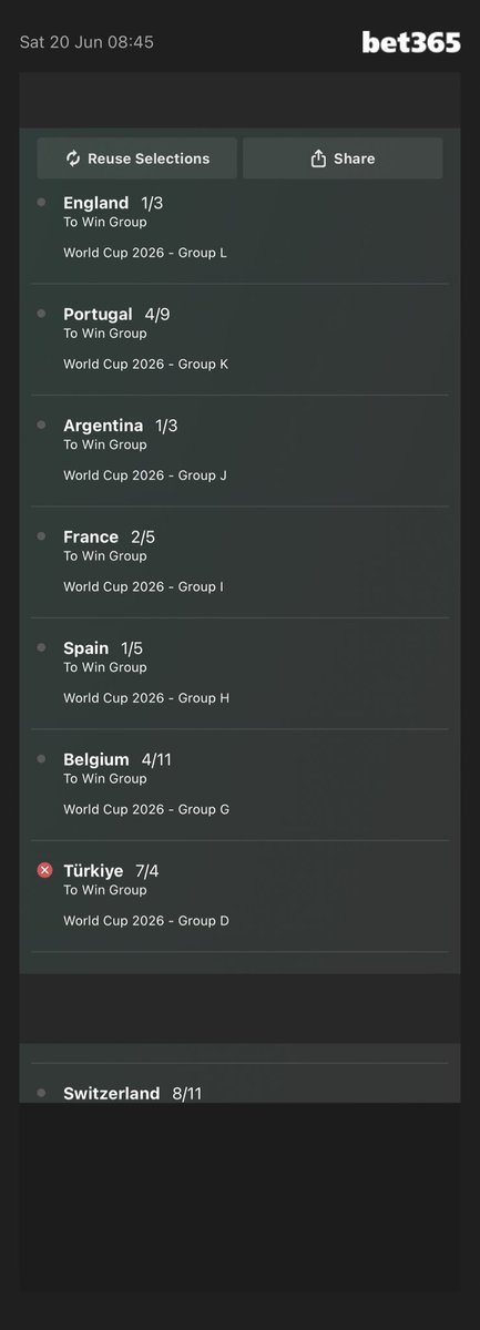 Joelbirmz12's tweet photo. Group winners bet over already 🤣🤣cheers Turkey https://t.co/rsZ9qmrVs8