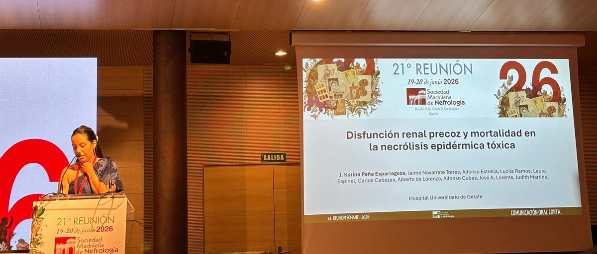 NefroGetafe's tweet photo. 🧬 #Somane 
🏥 Nuestra nefróloga @korinapena1 nos habla sobre disfunción renal precoz en NET.
🔬No conseguimos demostrar asociación con mortalidad pero sí impacto de fluidoterapia.
@SOMANEorg @SENefrologia @UCIGetafe https://t.co/xDoeS2PkLc
