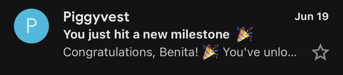Beniilight's tweet photo. I just love the way @piggyvest celebrates their customers for every milestone achieved 😊 https://t.co/bmrXewlQa9