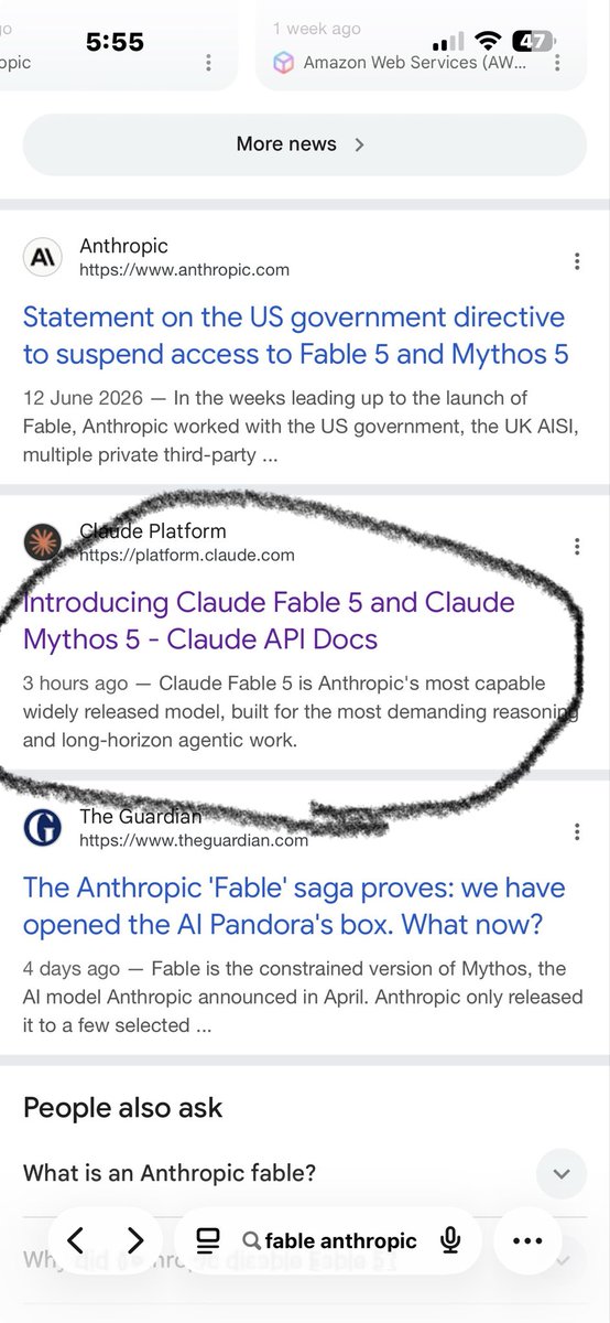 Ryan_Keary's tweet photo. Claude fable 5 and myths 5 back for API usage? Am I missing something? Updated 3 hours ago apparently https://t.co/Pcs8Kphe5e