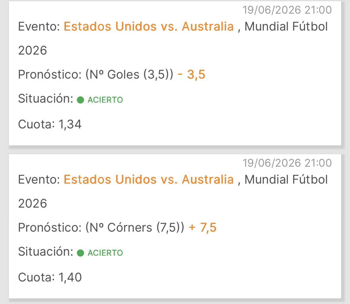 BajoPalosPick's tweet photo. ¡Seguimos sumando en el Mundial 2026! ⚽️✅
Aciertos confirmados en el Estados Unidos vs Australia:
✅ Menos de 3.5 goles (Cuota 1.34)
✅ Más de 7.5 córners (Cuota 1.40)
Análisis cumplido con éxito en "Bajo Los Palos". ¡Vamos a por el siguiente! 🚀 #Mundial2026 https://t.co/WovTuV5t0h