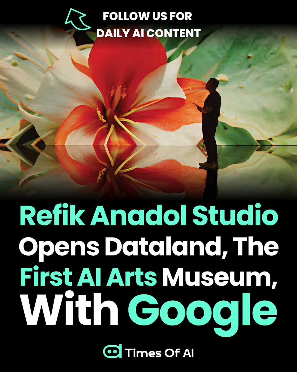 TimesOfAI_'s tweet photo. 🎨 What does the world's first AI art museum look like? 🤖
Refik Anadol Studio has opened Dataland - billed as the first museum of AI arts - powered by @googlecloud and supported by Google Arts & Culture. 🌐
AI is stepping into the gallery.
#TimesofAI #AIart #Dataland #Google #Art