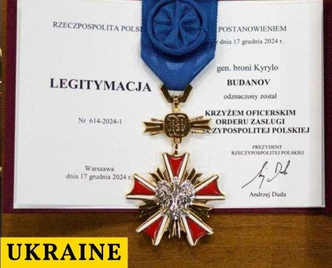 Heroiam_Slava's tweet photo. Budanov, officially refused the Gold Officer's Cross of the Order of Merit of the Republic of Poland. https://t.co/b2tBd8d2ug