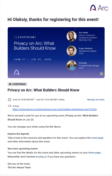 ZeroChill_01's tweet photo. Successfully registered for the @arc event 🔵

Interesting to see if they can actually implement privacy for financial scenarios without losing control and transparency.

Stream June 25th.

Who's Planning to Watch? https://t.co/Qyytue6OWE