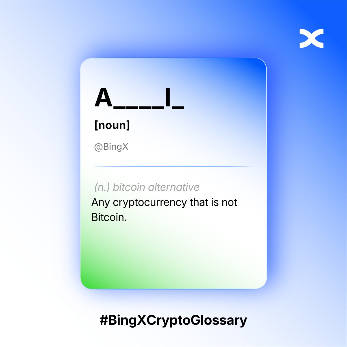 BingXOfficial's tweet photo. The rest of crypto, beyond the orange coin. 

Guess the word and win 50 USDT: 5️⃣ lucky winners to share

To join:
1. Follow @BingXOfficial, like &amp; RT
2. Tag 2 frens 
3. Comment the answer https://t.co/ItIZzRbCAq