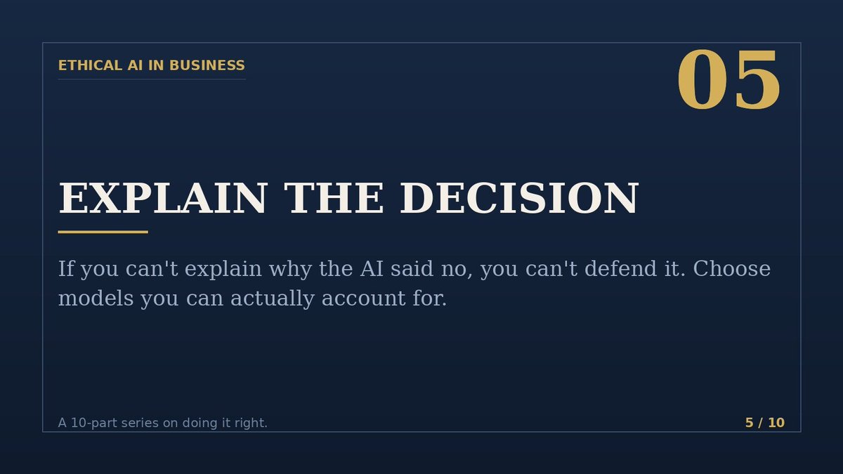 CMouroutis's tweet photo. Explain the decision
If you can't explain why your AI said no, you can't defend it. Choose models you can actually account for. Explainability > a slightly better score. #ExplainableAI https://t.co/ScwvYY2Hqy