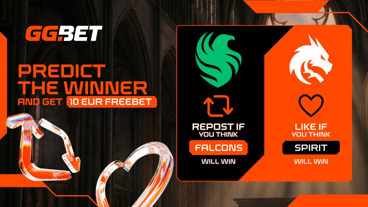ggbet_en's tweet photo. Predict the winner and get a 10 EUR freebet! 🧡

Who will take the series? 🤔

🔁 Repost if you think Falcons will win
❤️ Like if you think Spirit will win

5 lucky winners will get 10 EUR no-dep freebet! https://t.co/kpcmZruIlP