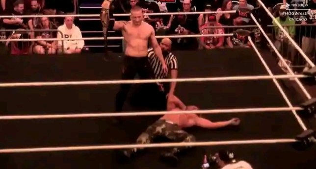 Christo79744616's tweet photo. "The Root of All Evil" Charles Mason retains the HOG World Heavyweight Title after nailing #TNAiMPACT’s Nic Nemeth with a low blow and a Gotch-style Piledriver 🤬🤬🤬 #HOGWrestling #HOGInferno https://t.co/QCX0XDiAgt
