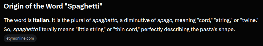 Aaron97417's tweet photo. @LaserChicken0 @its_The_Dr You confusing pasta and Spaghetti
The word Spaghetti is the plural of Spaghetto and is 100% Italian https://t.co/glmtEl7MBh