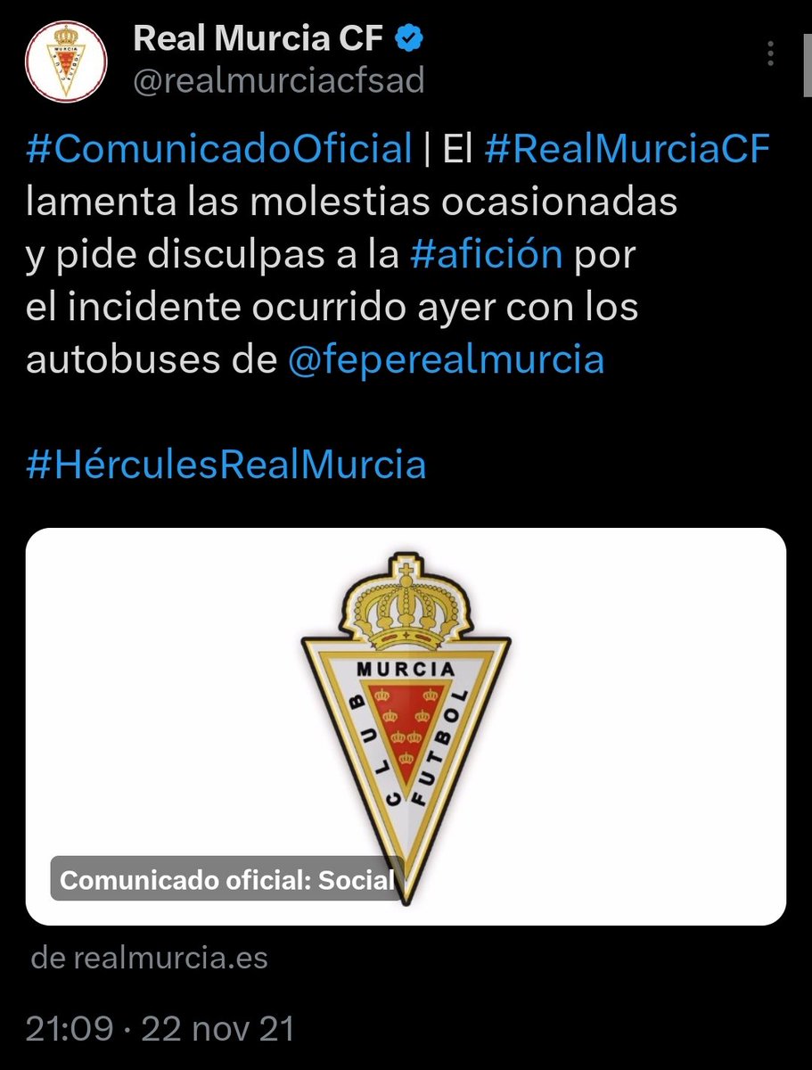 FondoSurEnPie's tweet photo. La bronca no hizo más que crecer en todo el murcianismo, por lo que el club tuvo que salir a pedir unas tibias disculpas con un comunicado publicado en su web.

Nada nuevo bajo el sol. https://t.co/Xux0u8LEUc
