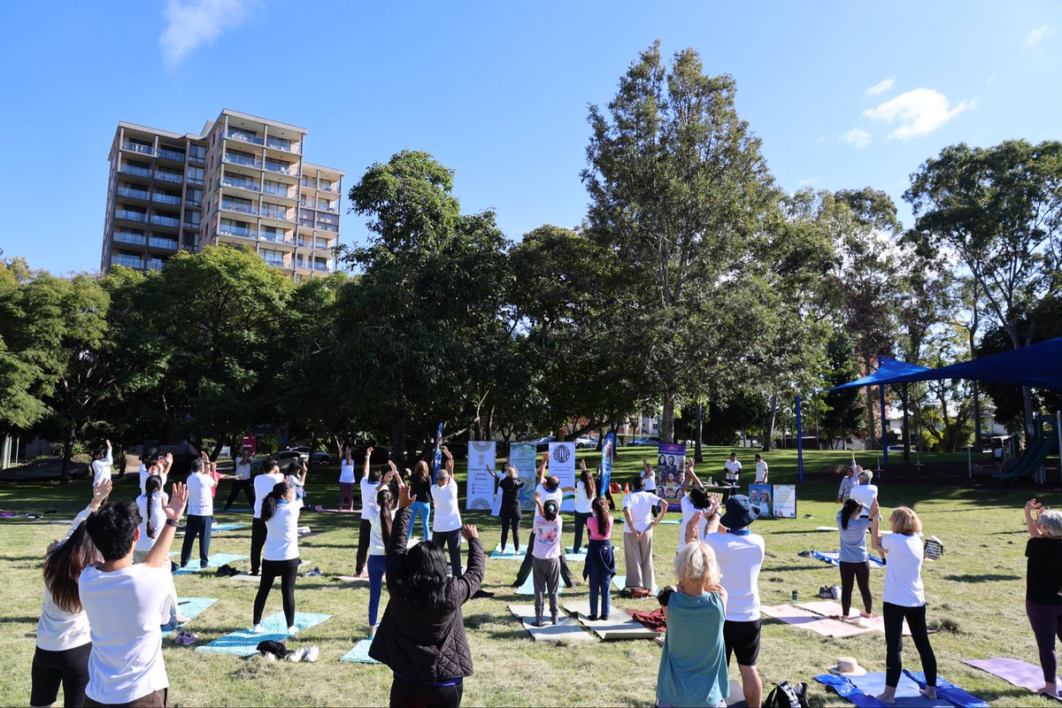 CGIBrisbane's tweet photo. A wonderful celebration of the 12th International Day of Yoga held at the beautiful and lush green Guyatt Park in association with Cr Penny Wolff, Councillor Walter Taylor Ward. It was heartening to witness the enthusiastic participation of yoga enthusiasts, community leaders and friends of India from all age groups. The event reflected the growing popularity of yoga as a holistic practice that promotes physical well-being, mental harmony, and a healthy lifestyle while bringing communities together in the spirit of unity and wellness. Thank you  Councillor Sandy Landers for gracing the occasion.
#yoga #yogawithus #IDY2026 #healthylifestyle #yoga365 #yogaforpeace #yogaforhealthyageing