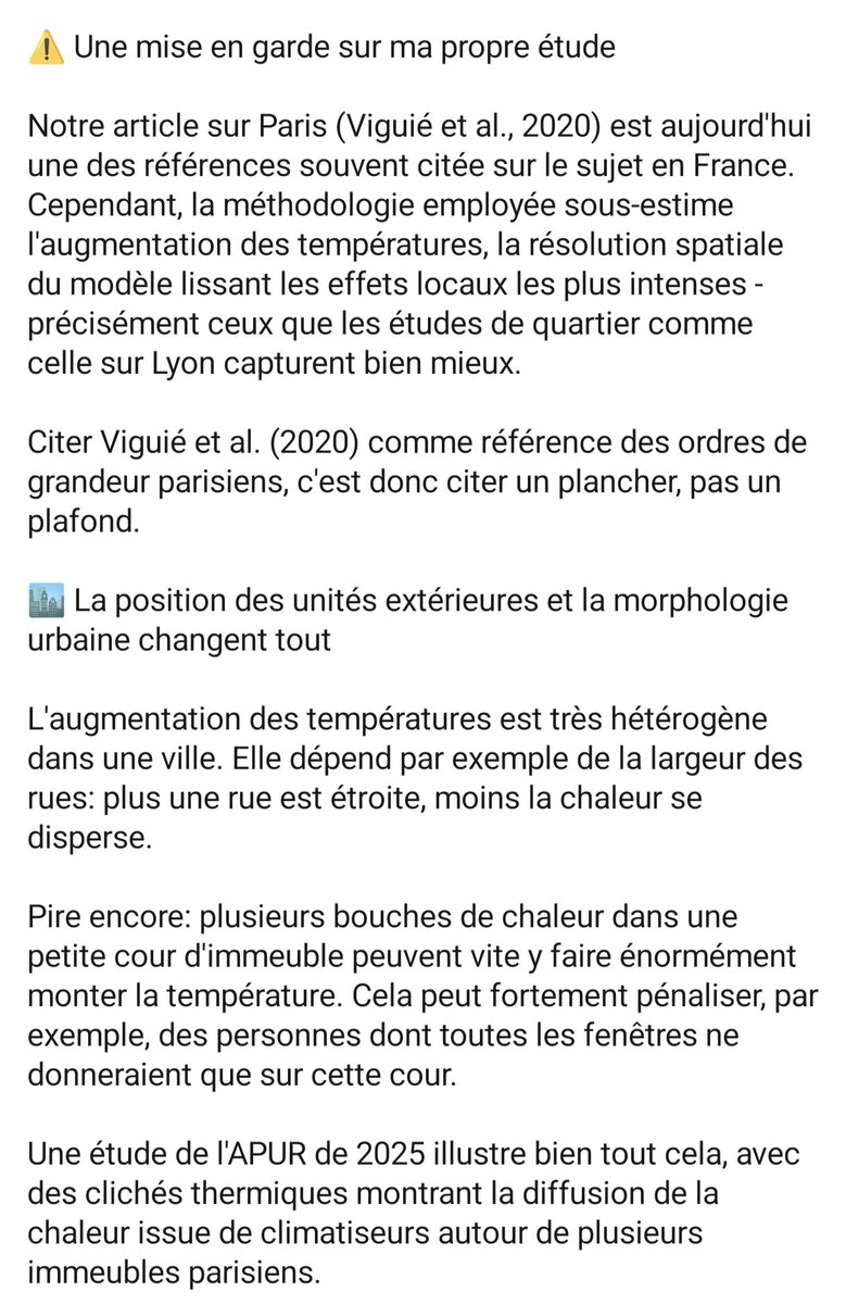 ClementGaill's tweet photo. Une mise au point majeure !

Tous ceux qui parlent des impacts de la clim' sur l'îlot de chaleur en se basant sur l'étude de Vincent Viguié de 2020, il vient lui-même d'avouer les limites de sa propre étude sur LinkedIn. 

Il confirme les biais que j'avais identifiés. https://t.co/0sL709YDJo