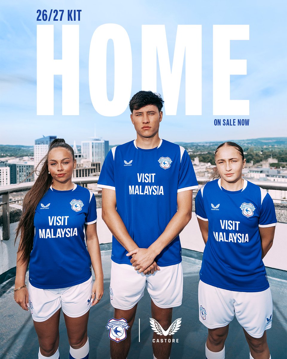 CardiffCityFC's tweet photo. On sale in-store and online now! 💙

Get your hands on our 2026/27 Home kit, trainingwear and travel range ⤵️

#CityAsOne | #BetterNeverStops