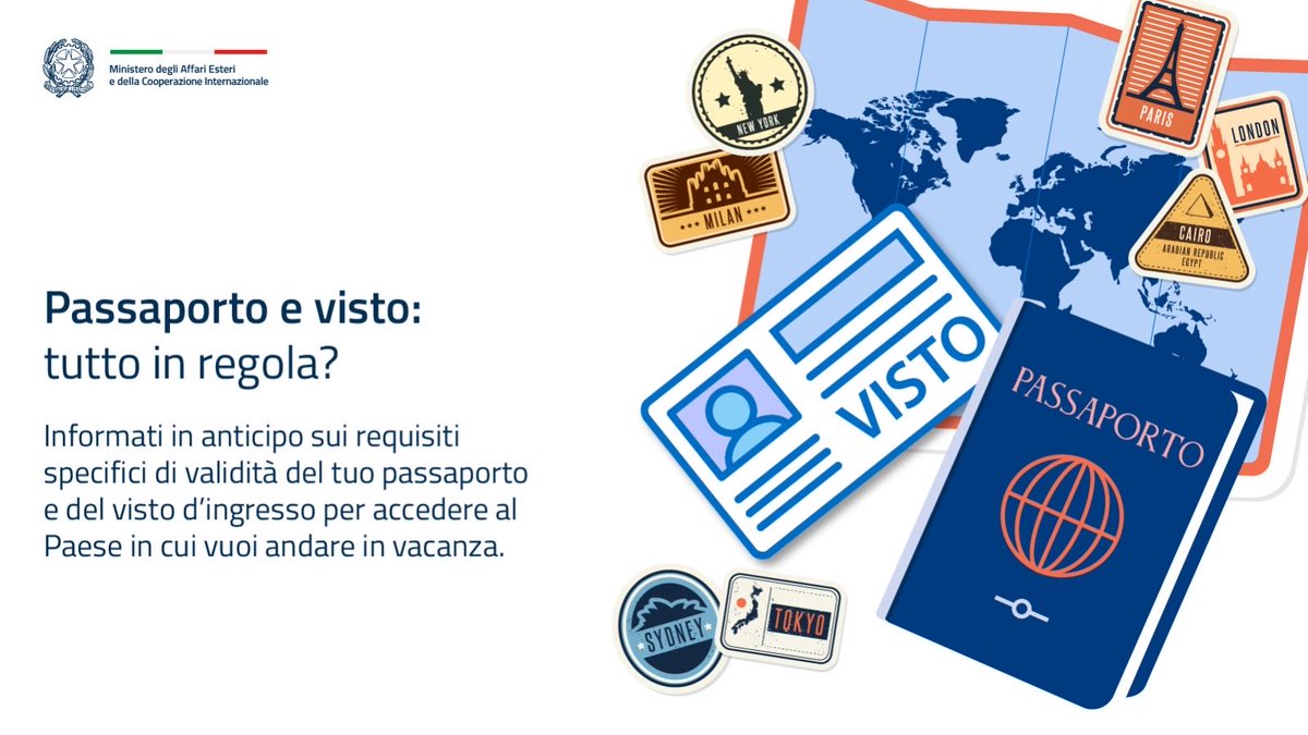 ItalyMFA's tweet photo. ✈️ In partenza per l’estero quest'estate? 
🌍 Prima di partire, prenditi qualche minuto per verificare documenti, copertura assicurativa, indicazioni sanitarie e contatti utili. Consulta il sito Viaggiare Sicuri e registra il tuo viaggio nell’APP o sul sito https://t.co/Bz3nFVN0Sa per ricevere aggiornamenti e informazioni in caso di necessità. #ViaggiaResponsabile

📲 Sfoglia il carosello per tutte le info utili!

Buone vacanze e buon viaggio! ☀️
#ViaggiareSicuri #DoveSiamoNelMondo #Estate2026