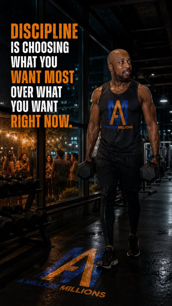 The_AMM_Company's tweet photo. Discipline is choosing what you want most over what you want right now.

That’s where the transformation happens. 💪

#Discipline #Consistency #Mindset #Success #AMillionMillions https://t.co/2Qx22GpPeL