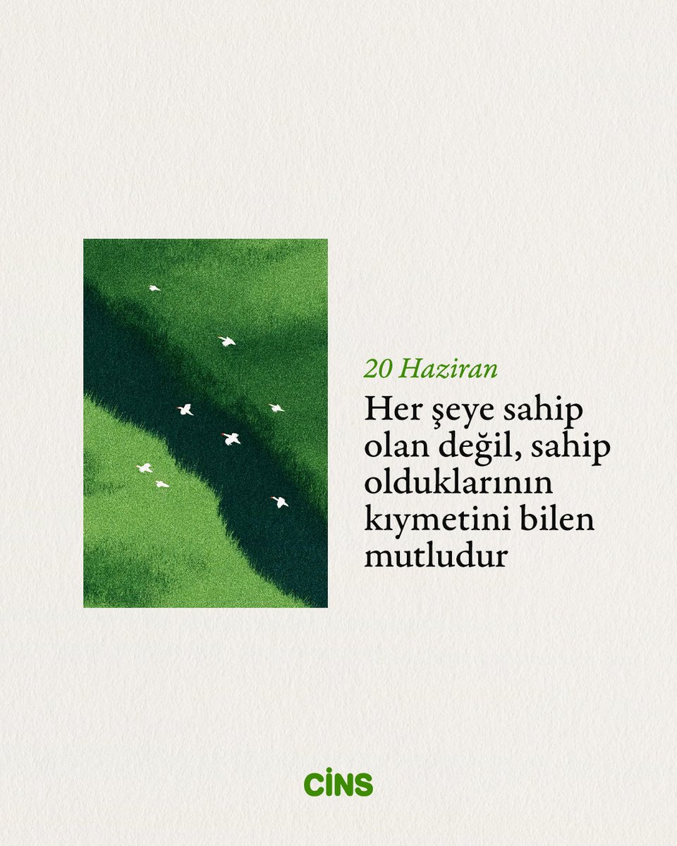 CinsDergi's tweet photo. Günlük Cins hatırlatmasıdır:

Her şeye sahip olan değil, sahip olduklarının kıymetini bilen mutludur. https://t.co/rH0KZw6eeg