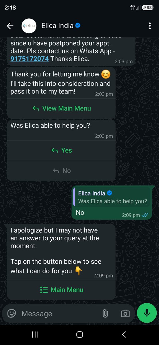 nelsonmathews's tweet photo. @Elica_India Your whats app chat bot https://t.co/h0tzzbK2M2