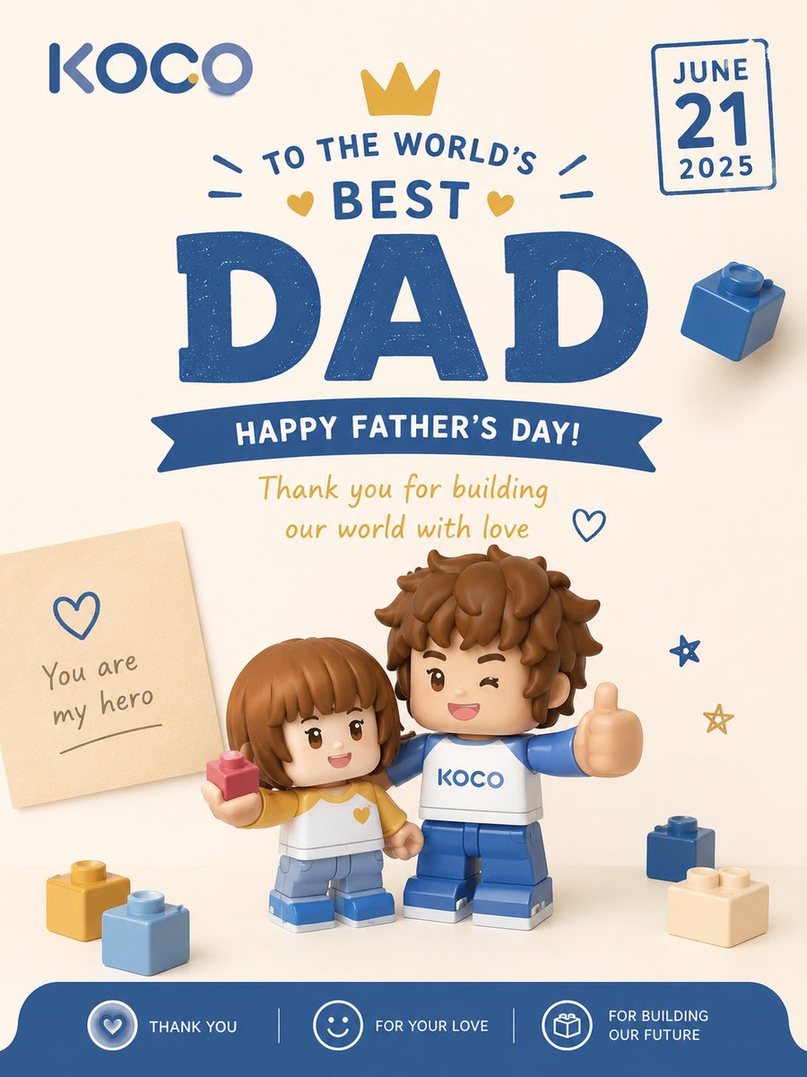 HugoLee5868's tweet photo. ¡Feliz Día del Padre!
KOCO trae de vuelta esa diversión familiar.
¿Recuerdas armar bloques junto a papá? 🧱
#KOCO #DiaDelPadre https://t.co/og5wrInK8m