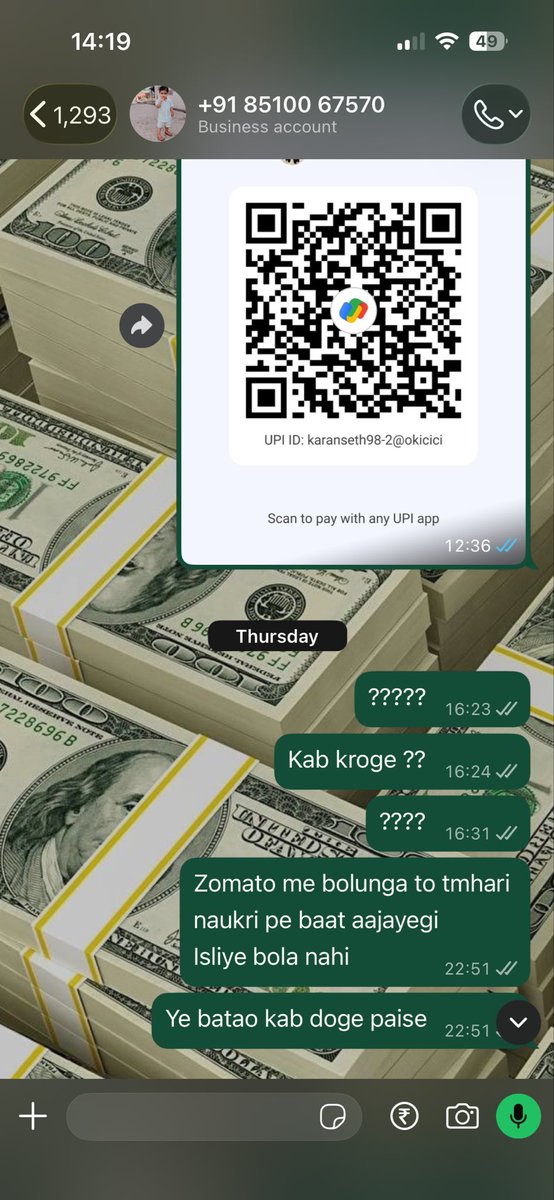 karanseth30Nov's tweet photo. @zomato @zomatocare @deepigoyal 
I placed an order 
Delivery boy delivered started crying that he met with an accident and asked for 1000 Rs for X-Ray 
He said he will return the money but he is not answering my calls 
I believe you guys give insurance to valets 
I want my money https://t.co/vxhl4ek1Yi