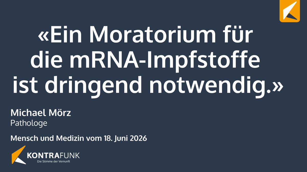 kontrafunk's tweet photo. Seit Jahren sind bereits zahlreiche Nebenwirkungen der sogenannten Corona-Impfungen auf modRNA-Basis bekannt. Einen besonders drastischen Fall eines Impfschadens besprachen wir mit dem Pathologen Dr. Michael Mörz in der Sendung „Mensch und Medizin“: https://t.co/X0ObuIyicd https://t.co/Gj0uvHjKi3