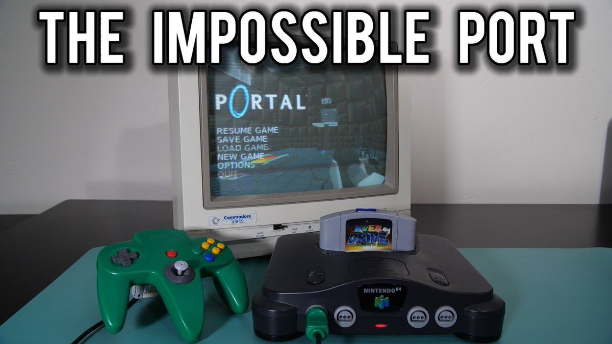Sketch_Turner's tweet photo. @shitpost_2077 Do you remember how, a couple of years ago, ONE person made a port of *Portal* for the Nintendo 64? 

Valve didn’t mind, but Nintendo threatened them with legal action. That’s Nintendo for you. https://t.co/hknTsYQac6