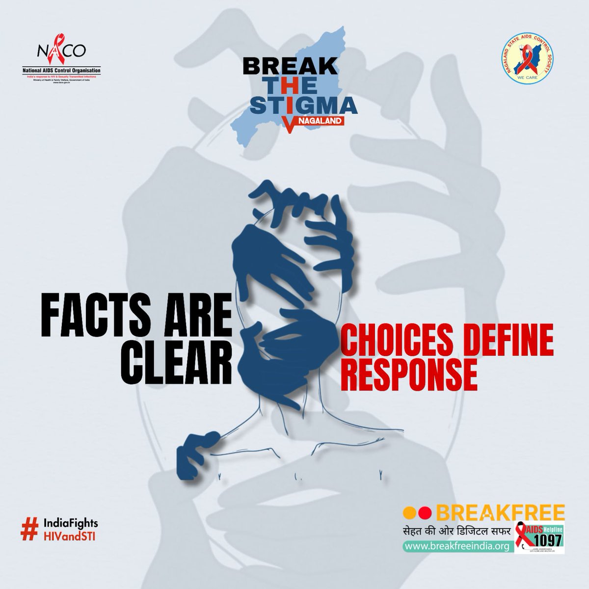 Nagaland_SACS's tweet photo. 🔵 Break the Stigma Nagaland
Facts inform us.
Compassion defines us.
Let’s build a society where understanding is stronger than stigma.
Need information or support?
☎️ 1097 | 🌐 https://t.co/BRTdhNvaDe
#EndStigma #ChooseAcceptance #KnowTheFacts #HIVAwareness #IndiaFightsHIVandSTI