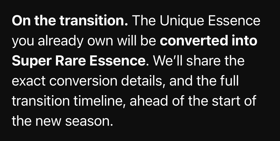 teouchanalytics's tweet photo. Oh I now see the comment on transition below, hope the conversion factors is at least as good as what was offered in the Jleague streaks when given a choice between SR and unique essence? https://t.co/OgxrBU00Fg