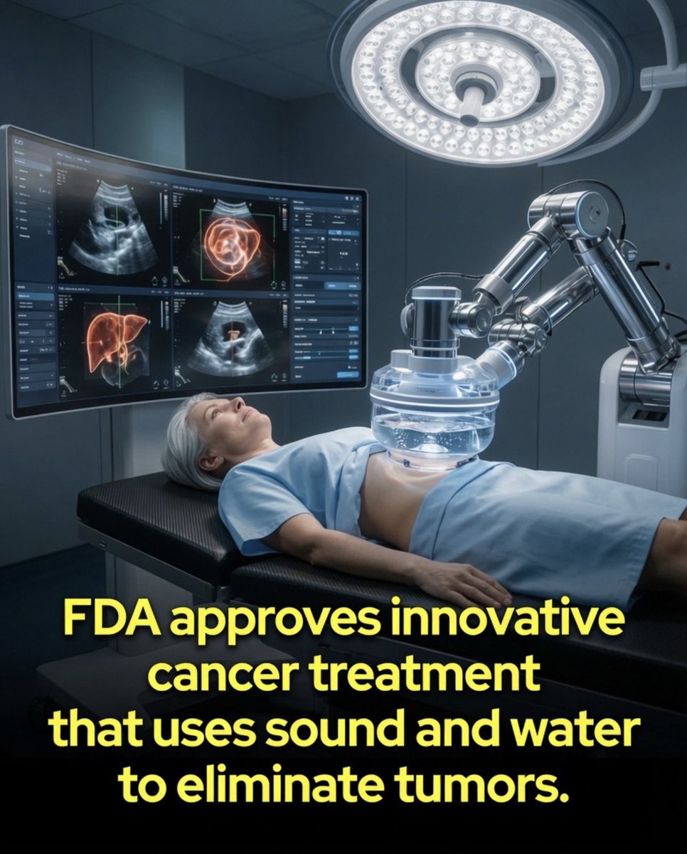 sciencegirl's tweet photo. A new FDA-approved cancer treatment is using the power of sound waves to destroy tumors without a single incision.

The technology, known as histotripsy, relies on highly focused ultrasound waves to break apart tumor tissue. Unlike conventional treatments that may involve surgery, radiation, or chemotherapy, this approach is entirely noninvasive.

The treatment works by generating tiny bubbles within the tumor. As these bubbles rapidly expand and collapse, they physically disrupt and destroy cancerous tissue while minimizing damage to surrounding healthy cells.

Doctors can monitor the procedure in real time using ultrasound imaging, giving them precise control over the treatment from start to finish.

The FDA has cleared histotripsy for the treatment of targeted liver tissue, including certain liver tumors. Clinical trials found the technology achieved important safety and performance targets in patients with both primary liver cancer and cancers that had spread to the liver.

Scientists are also investigating whether histotripsy can help the immune system fight cancer more effectively. Research in animals suggests that breaking apart tumors may reveal cancer-related proteins that were previously hidden, potentially helping the body recognize and attack remaining cancer cells. In several studies, this immune response was strong enough to prevent the cancer from returning or spreading in the majority of treated animals.

Researchers are now exploring how histotripsy could work alongside immunotherapy, opening the door to new ways of treating cancer throughout the body.

Although studies are ongoing, this approval represents a major advance in the development of noninvasive cancer treatments.

Learn more:"Tumor-destroying sound waves receive FDA approval for liver treatment in humans." Michigan News