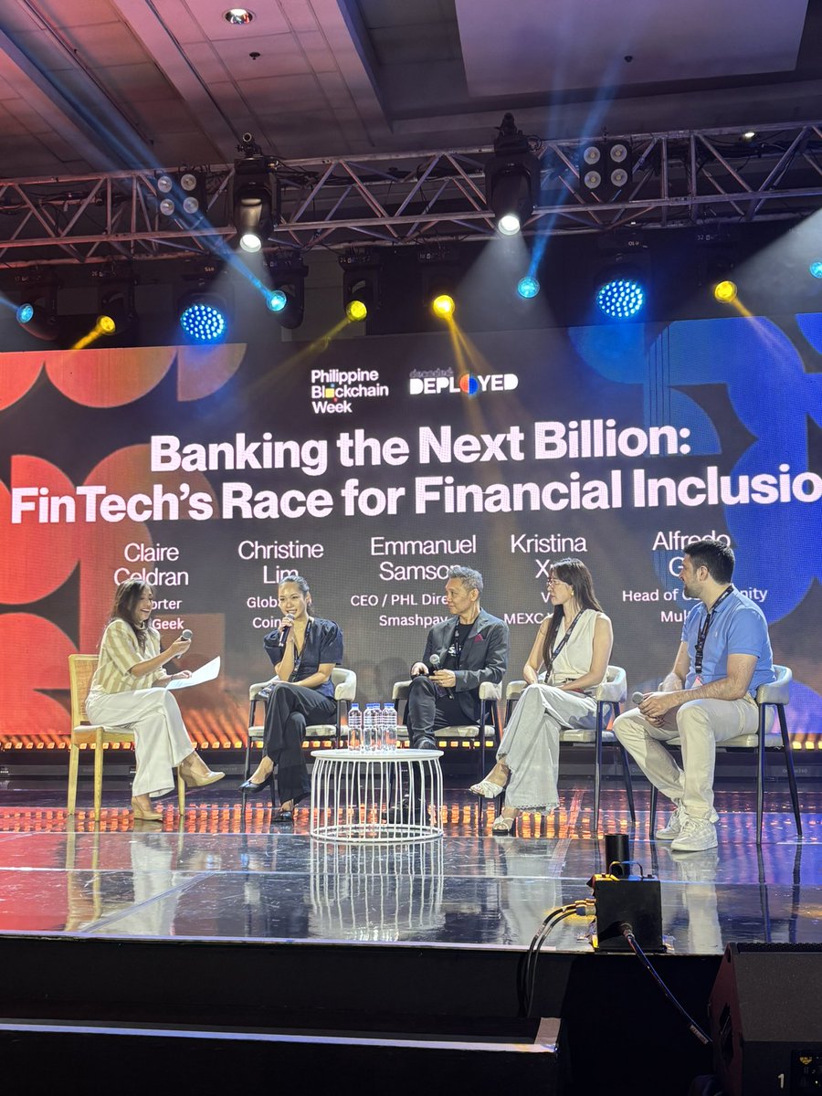 RealCoinGeek's tweet photo. Sometimes, CoinGeek doesn’t just report the news—we lead the conversation.

At the Philippine Blockchain Week, reporter @ClaireCeldran stepped on stage to moderate the panel discussion, “Banking the Next Billion: FinTech’s Race for Financial Inclusion.”

Catch all the insights and key takeaways in her article coming soon on https://t.co/4FxwzIQKLf 

#PBW2026 #CoinGeek #PhilippineBlockchainWeek @philippinebc_wk