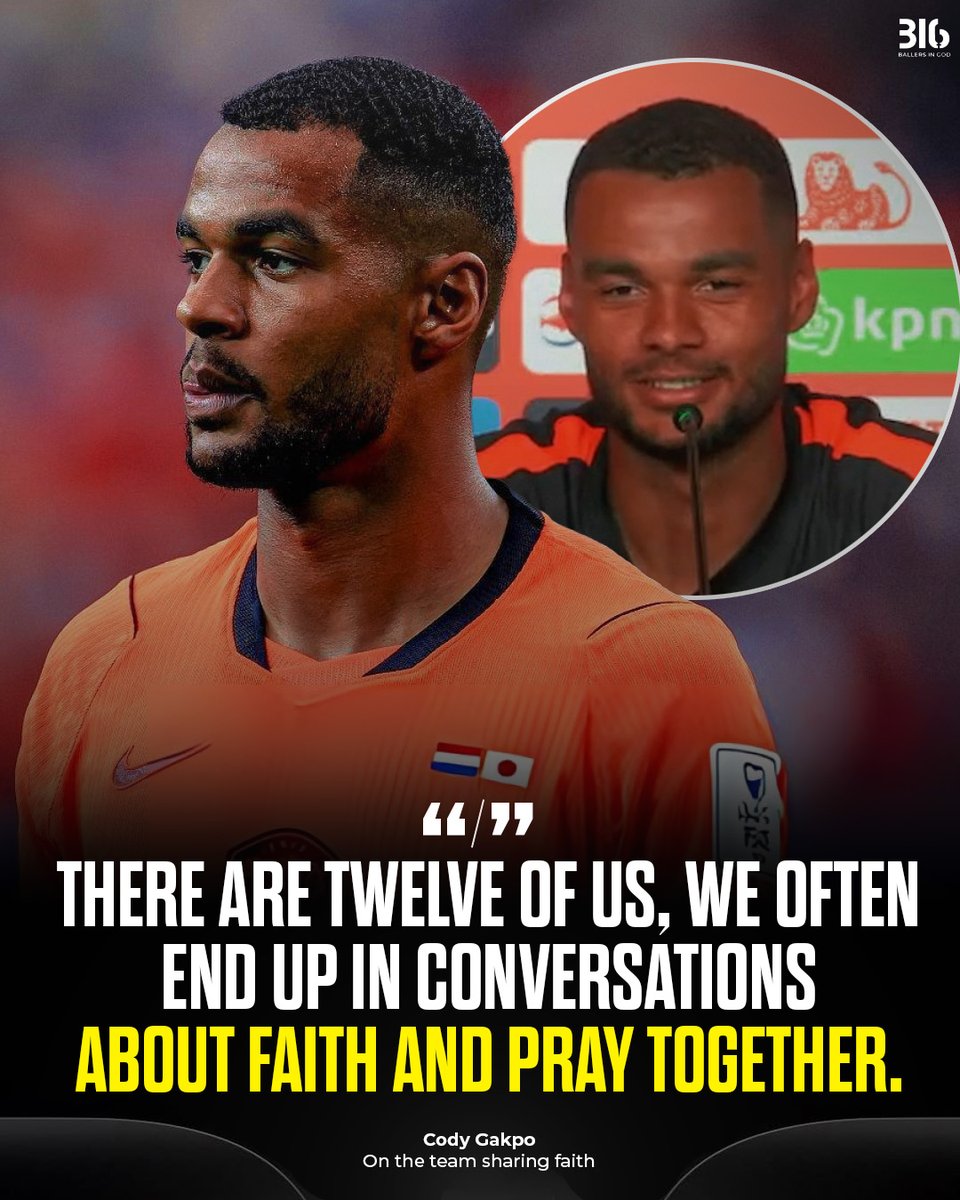 BallersinGod's tweet photo. Cody Gakpo:  "There are twelve of us. We often end up in conversations about faith and pray together." "I'm the one who leads the prayer, but everyone has their own role and their own contribution." https://t.co/gF53tZmxyY
