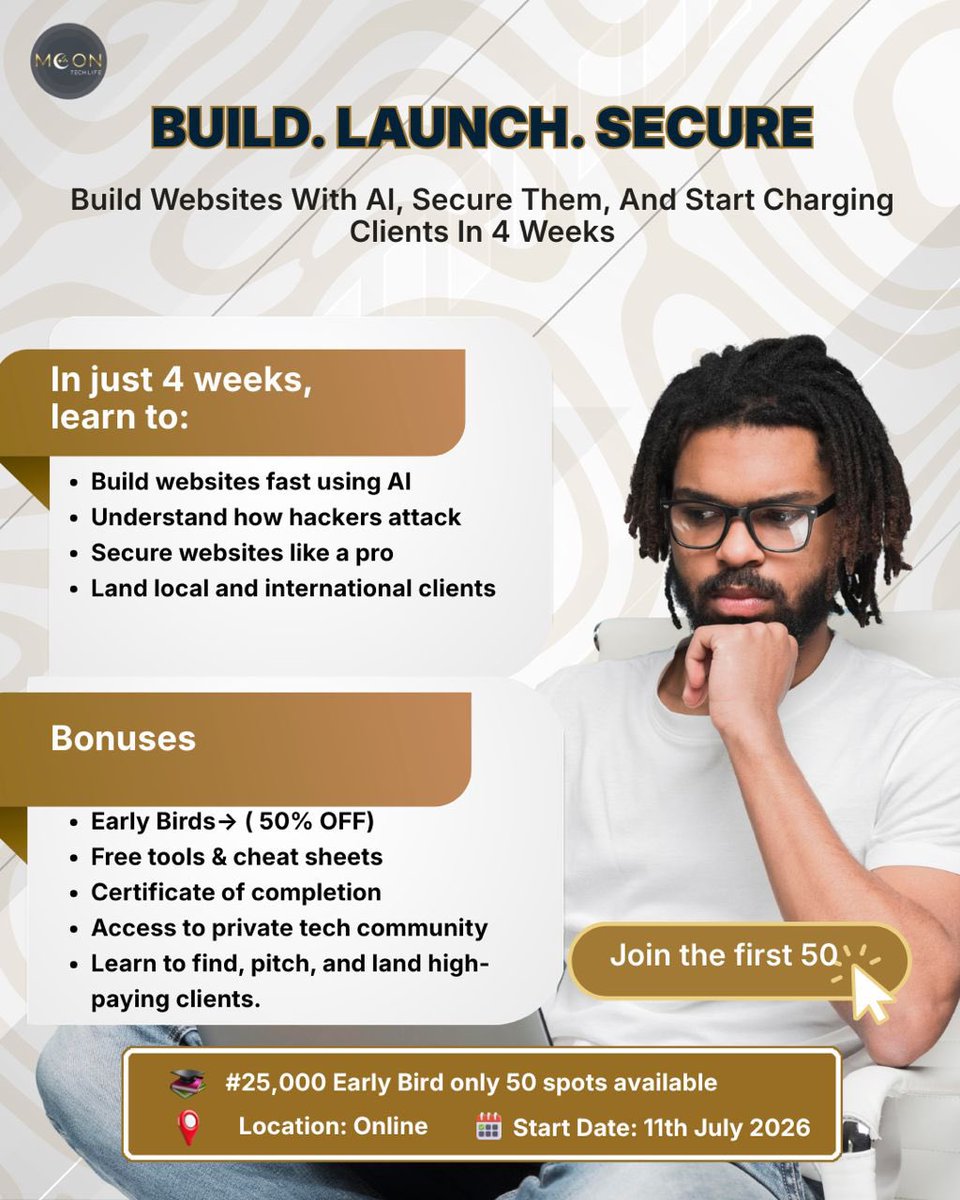 Eunicechioma2's tweet photo. You’ll stay broke in tech if all you do is learn.

Learning is step one. Earning comes from packaging your skills, showing up where opportunities are, and landing clients.

That’s why I created the MoonTech Life AI Website Bootcamp.
 #Techfounder #Ai https://t.co/iQ2fpjEPoQ