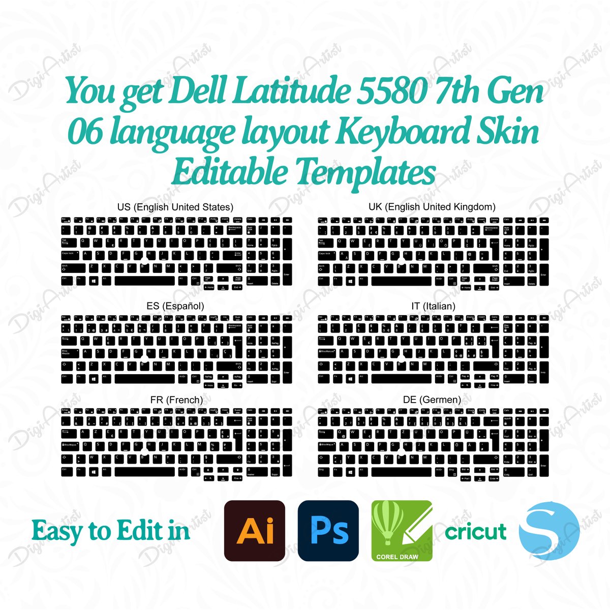 DigiArtistStore's tweet photo. Dell Latitude 5580 7th Gen 6-Lang Layout Keyboard Skin Template by DigiArtist Store. LINK IN BIO
#digiartiststore #DellLatitude5580 #Latitude55807 #customlaptopskin #DellLatitudeLaptop #keyboardskin #editabletemplate #etsy #etsysellersofinstagram #etsysuccess #etsyshop https://t.co/1RYJiWbnhy