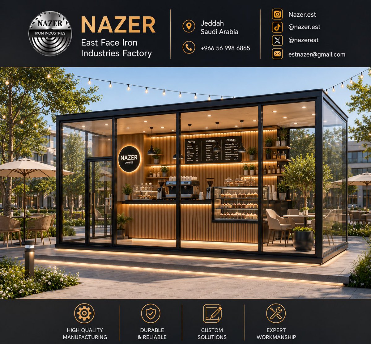 nazerest's tweet photo. ✅ تصميم وتنفيذ حسب الطلب
✅ مطابق لمتطلبات البلدية والدفاع المدني
✅ أفخم الخامات وأعلى معايير التصنيع
✅ تسليم لجميع مدن المملكة

نصنع عربتك وكأنها واجهة لعلامتك التجارية، لأن نجاح مشروعك يبدأ من أول نظرة.

📞 0569986865

#فود_ترك
#عربات_طعام
#مشاريع_صغيرة
#مشاريع_ناجحة
#كشكات https://t.co/1G9I0pmxeb