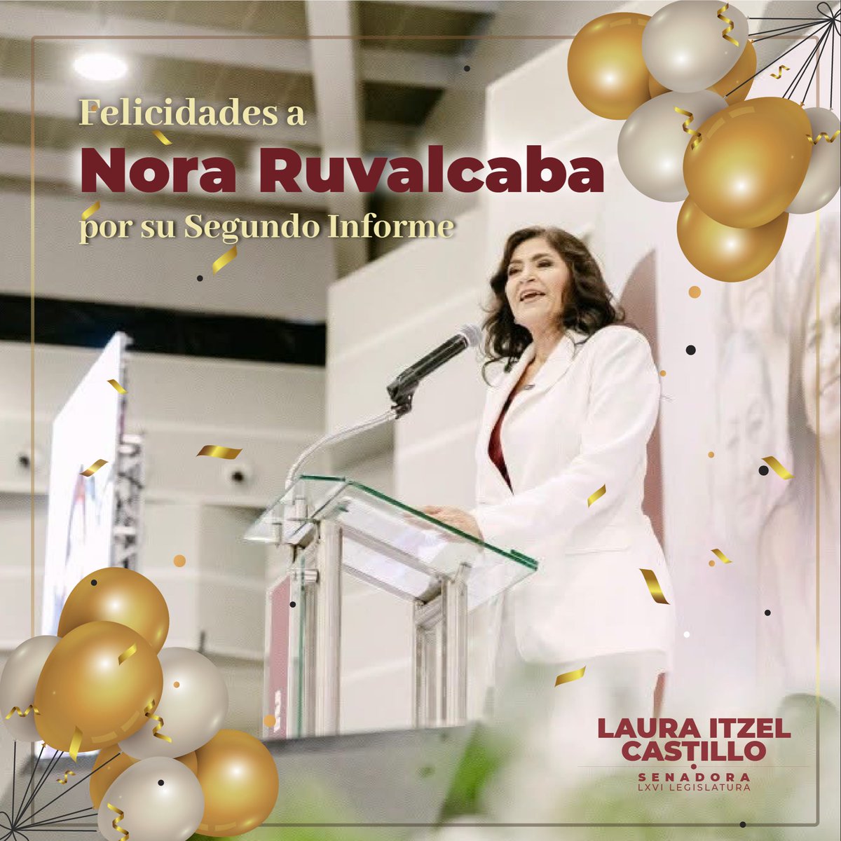 LauraI_Castillo's tweet photo. Felicidades, compañera senadora @Nora_Ruvalcaba, por tu Segundo Informe de Actividades. Mi reconocimiento a tu trabajo en favor del pueblo de Aguascalientes y de México. https://t.co/WbtQARMpQB
