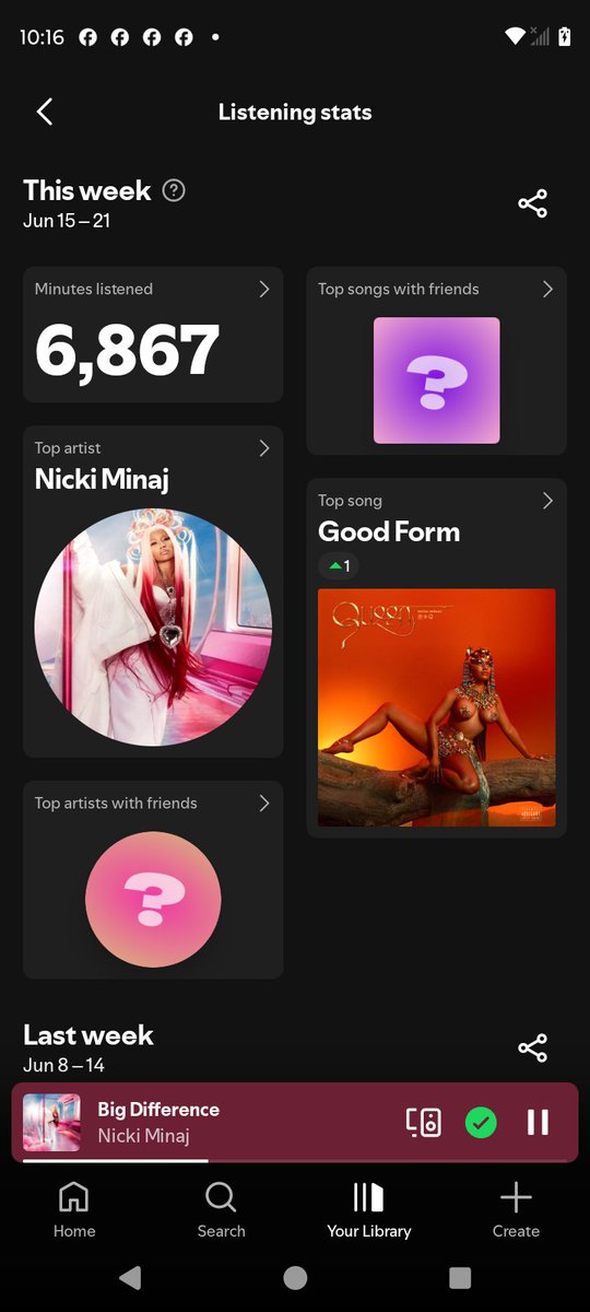 leofire10465's tweet photo. @keron_ave @gagcityresident my stats this week so far finally got good form as my top song lol. #TeamMinaj #TeamQueen @NICKIMINAJ https://t.co/n4YHSbp4a0