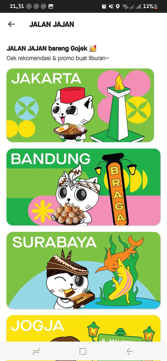helladewi's tweet photo. @gojekindonesia YUKLIBUR ke BALI, BANDUNG, YOGYAKARTA,JAKARTA, SURABAYA pake rekomendasi JALAN JAJAN
@eldewisar 
@irvan_MZZ 
#GIVEAWAYGOJEK https://t.co/E2xE8L3uaI