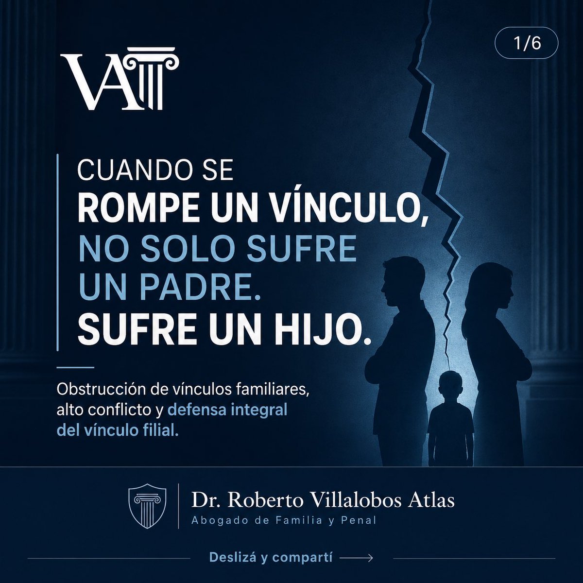 VillalobosAtlas's tweet photo. CUANDO UN HIJO QUEDA ATRAPADO EN UNA GUERRA DE ADULTOS, EL DAÑO NO TERMINA EN EL EXPEDIENTE: EMPIEZA EN SU INFANCIA.

Obstrucción de vínculos familiares: el dolor invisible de los hijos usados en conflictos de adultos

Cuando un padre no puede ver a su hijo, no siempre hay abandono.
Cuando un hijo no puede abrazar a su papá, no siempre hay desinterés.
Muchas veces hay un conflicto de adultos, una separación destructiva, denuncias cruzadas, violencia, manipulación, impedimentos de contacto y una infancia atrapada en medio de una guerra que no eligió.

La obstrucción de vínculos familiares no daña solamente a un padre o a una madre.
Daña la identidad, la historia, la estabilidad emocional y el derecho de los niños, niñas y adolescentes a crecer vinculados con quienes los aman.

En los procesos de familia de alto conflicto, cada día perdido importa.
Cada cumpleaños ausente, cada llamada bloqueada, cada visita impedida, cada información médica o escolar ocultada, deja marcas.

Como abogado penal y de familia, veo una realidad que muchas veces se naturaliza: niños usados como rehenes emocionales, falsas denuncias instrumentalizadas, violencia familiar, obstrucción vincular, sustracción internacional de niños, alienación parental, revinculaciones demoradas y vínculos que el tiempo empieza a romper.

No se trata de defender adultos.
Se trata de proteger infancias.

Compartí este carrusel para que esta problemática deje de estar en silencio.
Porque visibilizar también es defender derechos.

Dr. Roberto Villalobos Atlas
Abogado Penal y de Familia
Obstrucción de vínculos familiares | Alto conflicto | Derecho de familia | Penal familiar | Niñez y adolescencia

#ObstruccionDeVinculos #DerechoDeFamilia #AbogadoDeFamilia #AbogadoPenal #PenalFamiliar #FalsasDenuncias #ViolenciaFamiliar #AlienacionParental #SustraccionInternacionalDeNiños #RegimenDeComunicacion #Revinculacion #NiñezYAdolescencia #InteresSuperiorDelNiño #DivorciosConflictivos #AltoConflictoFamiliar #RobertoVillalobosAtlas #ArgentinaDeLey