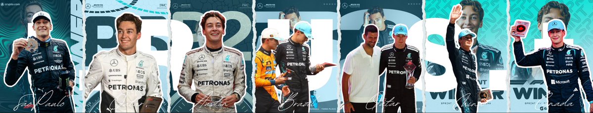 teamgr63mlys's tweet photo. Throwback to @GeorgeRussell63’s 100 Races poster from the last race weekend🩵
   
💚100 races with Mercedes
🏆6 wins
🏅25 race podiums
🏅7 sprint podiums
  
A century in silver, built on hard work, belief, and unforgettable moments✨
  
#GeorgeRussell #GR63 #TeamGRMalaysia #F1 https://t.co/7YSf7bXeWE