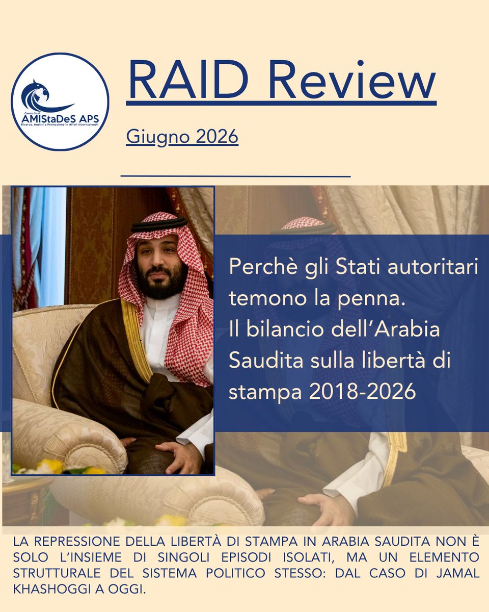 AMIStaDeS_2017's tweet photo. 📰🇸🇦La repressione della #libertà di #stampa in #ArabiaSaudita non è solo l’insieme di singoli episodi isolati, ma sembra essere un elemento strutturale del sistema politico stesso.
Ne parla @Ildonatelloblog su RAID Review.
https://t.co/ifXcgMs00A https://t.co/PUkm5ySkPG