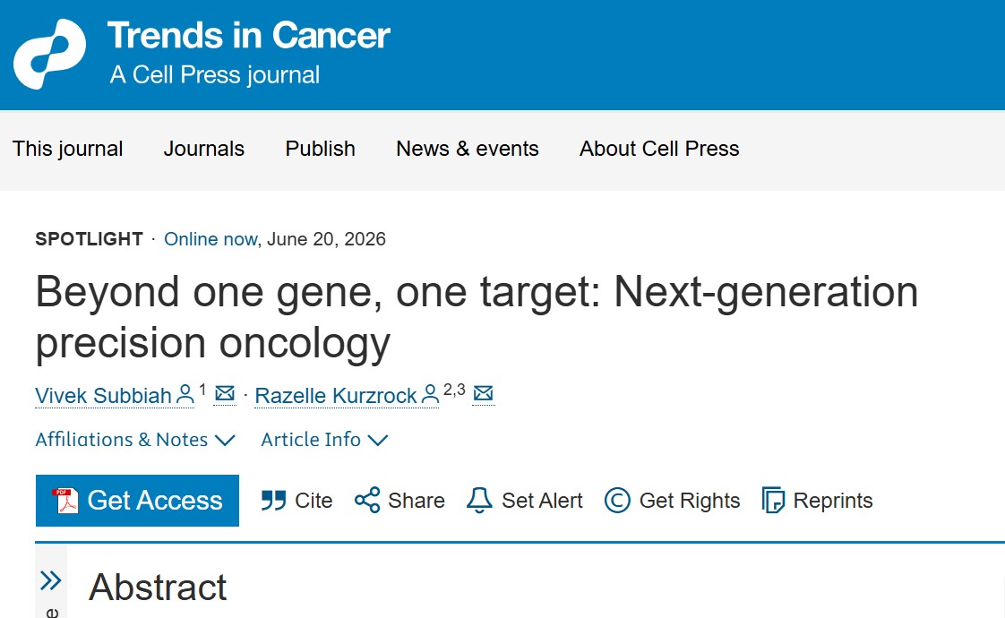 VivekSubbiah's tweet photo. 🚨Hot off the press❗️ 
👉Our latest piece is live in Cell press journal - Trends in Cancer
@trendscancer @CellPressNews journal 
👉@Dr_R_Kurzrock & I break down the evolution of precision oncology & reimagine what comes next: moving beyond single-target thinking to truly integrated molecular medicine @OncoAlert @oncodaily @OpenMedicineHQ #precisionmedicine  Link: https://t.co/PfvcJ9wvOg