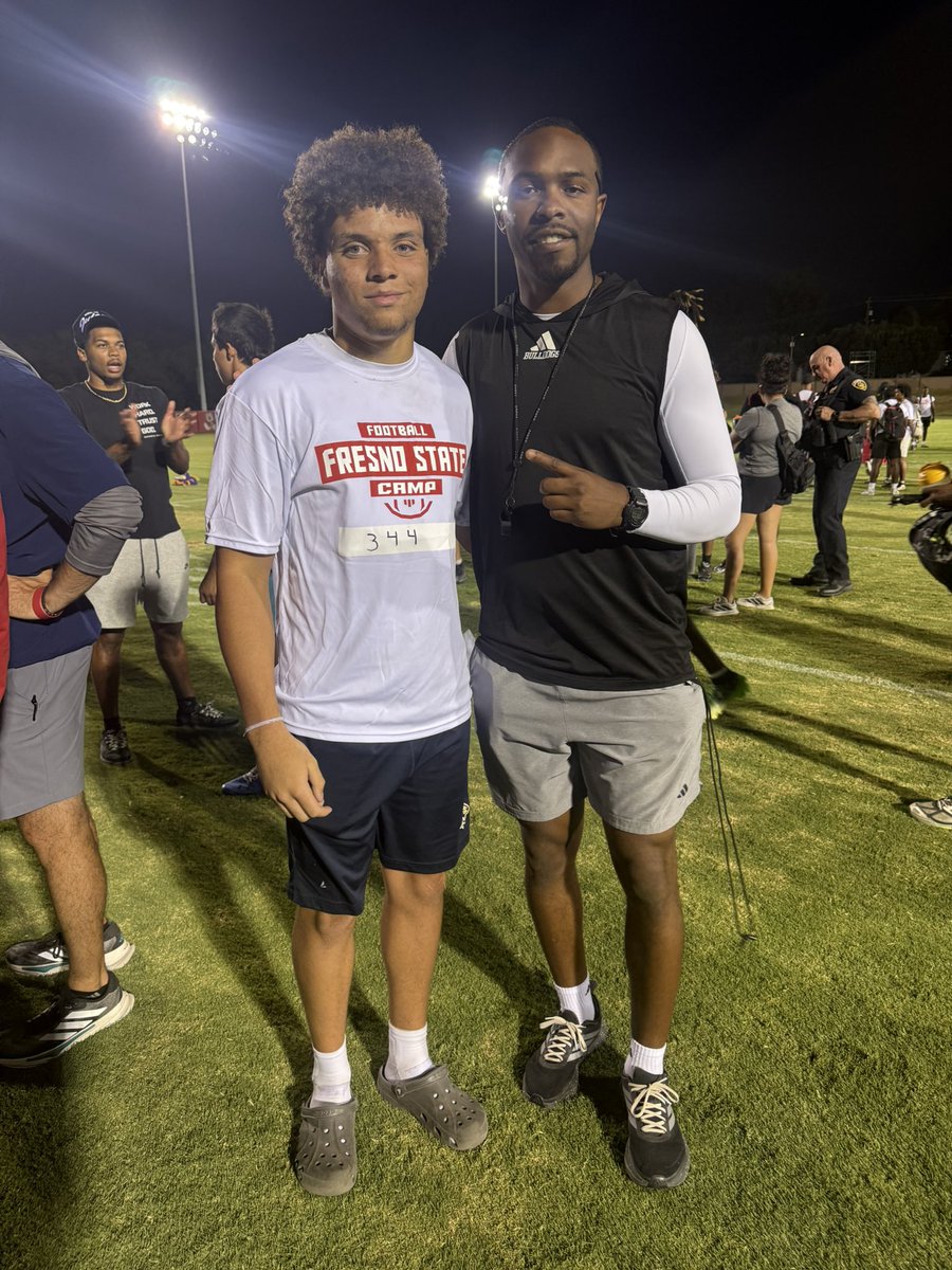 Isaiahkingggg's tweet photo. Had a great time at @FresnoStateFB Camp last night, connecting with coaches and getting better. https://t.co/c0ngNAEl37
