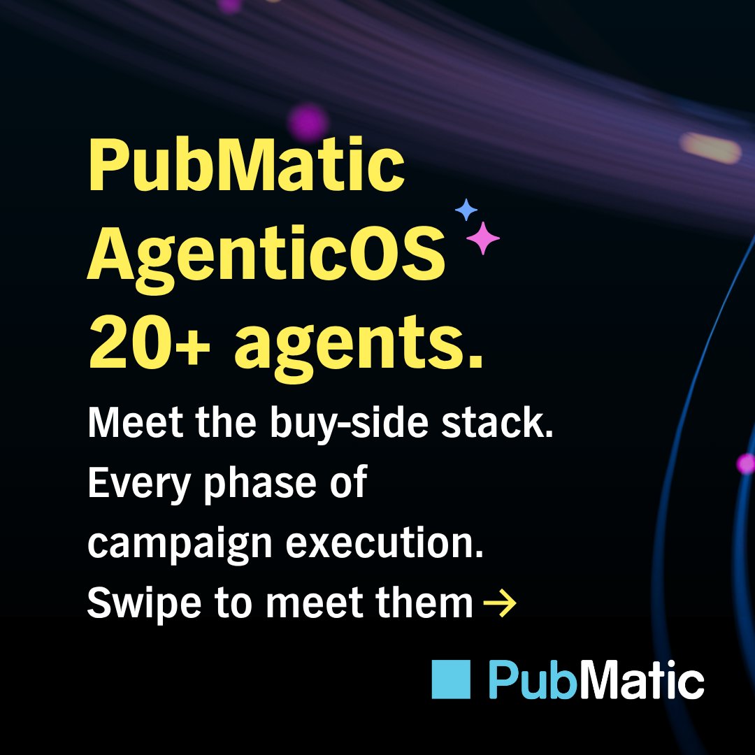 PubMatic's tweet photo. AI agents are already planning, executing, and optimizing campaigns autonomously. The brands capitalizing on this shift are building the next era of digital advertising. Connect and learn how PubMatic AgenticOS can improve your campaign performance: https://t.co/8enBOnpuzh

#Advertising #AdTech #Programmatic