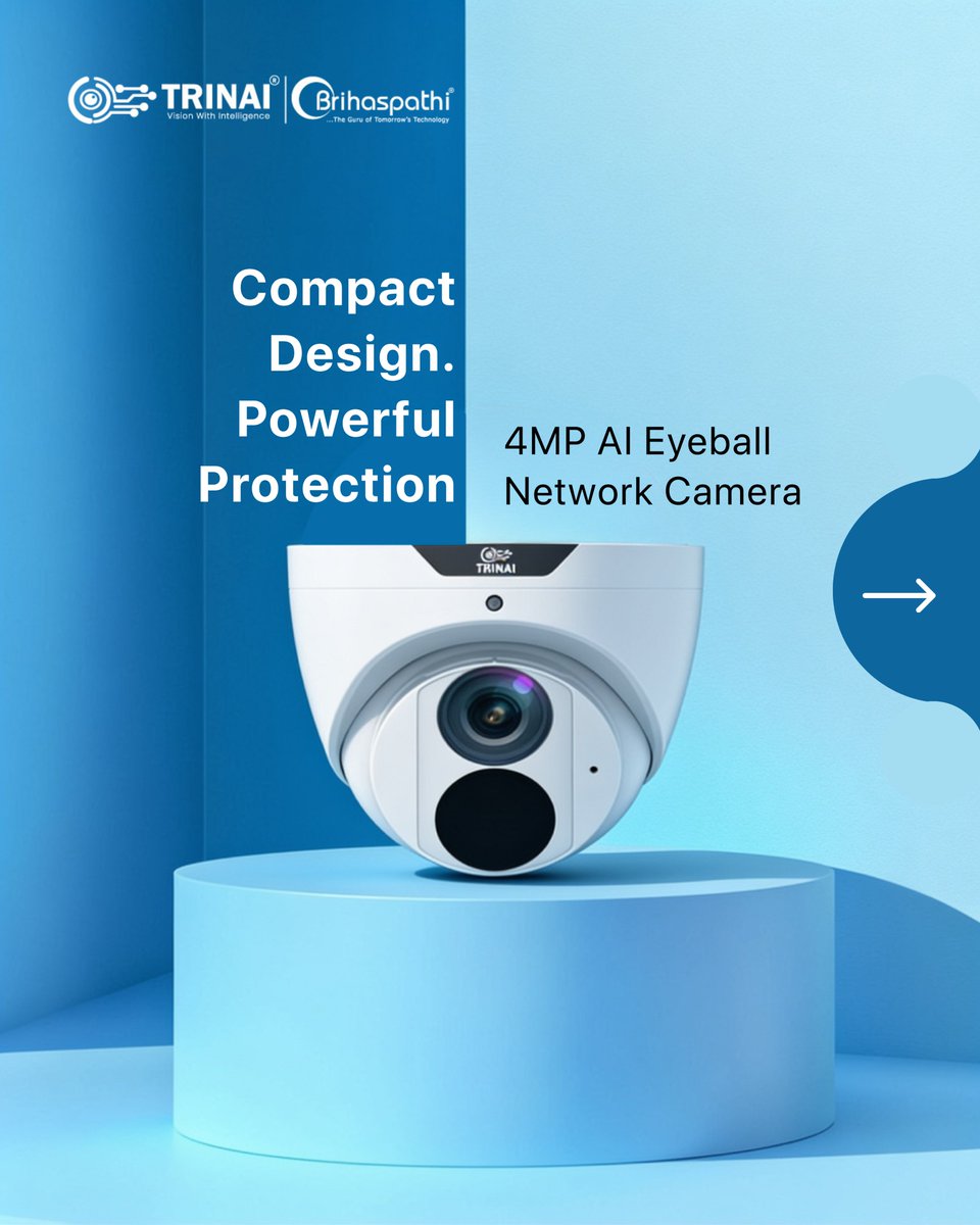 trinai_official's tweet photo. The TrinAI 4MP Eyeball Camera delivers crystal-clear video quality in a compact design, making it perfect for homes, offices, shops, and commercial spaces.
Visit: https://t.co/gV9L4qmLMv
Call: +91 98858 88835
#TrinAI #SecurityCamera #4MPCamera #CCTVSurveillance #SmartSecurity https://t.co/OJ0F8pSFVH
