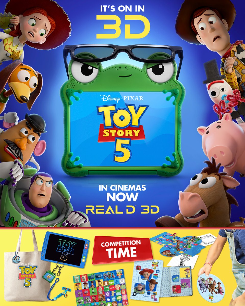 ODEONcinemasIRE's tweet photo. To infinity… and beyond. 🚀✨
To celebrate Toy Story 5 in cinemas NOW, we’re giving you the chance to WIN* a merch bundle 🤠 

Repost + tag your cinema buddy 🍿
Then book #ToyStory5 in RealD 3D! 

*UK &amp; Ireland residents only
*T&amp;Cs apply 📲 https://t.co/EtttC844Kd https://t.co/xnvajduQUo