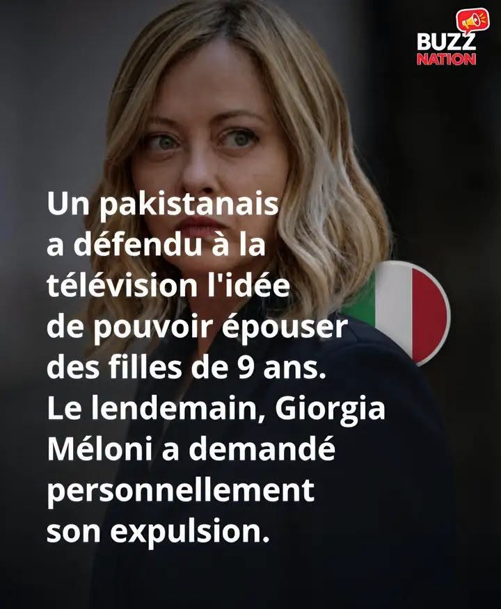 Dosinda961308's tweet photo. Giorgia Meloni a ordonné l'expulsion de l'imam pakistanais Ali Kashif, âgé de 25 ans, après qu'une caméra secrète de l'émission Fuori dal Coro l'a surprise en train de défendre le mariage des petites filles de 9 ans.... Il a été arrêté à Brescia et renvoyé au Pakistan en raison d'une atteinte à l'ordre public, après avoir résidé en Italie pendant six années sans un permis de séjour valide...