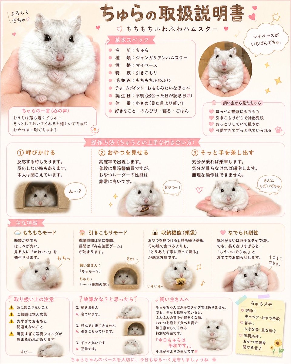 utamocchan's tweet photo. ちむ姫とちゅら姫の取扱説明書😂
可愛すぎる🥰
#ハムスター https://t.co/uR25hAZwUW