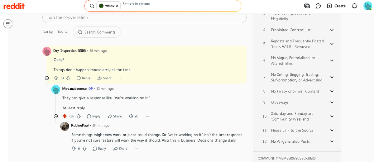 ferdy77u's tweet photo. Don't post anything negative on the toxic official Xbox subreddit (https://t.co/eHbgqsA6gS) or the fanboys and moderators will jump in and take down your post. Here's the link: https://t.co/8D7Lyp9Ds5 https://t.co/kgljQfYPxF